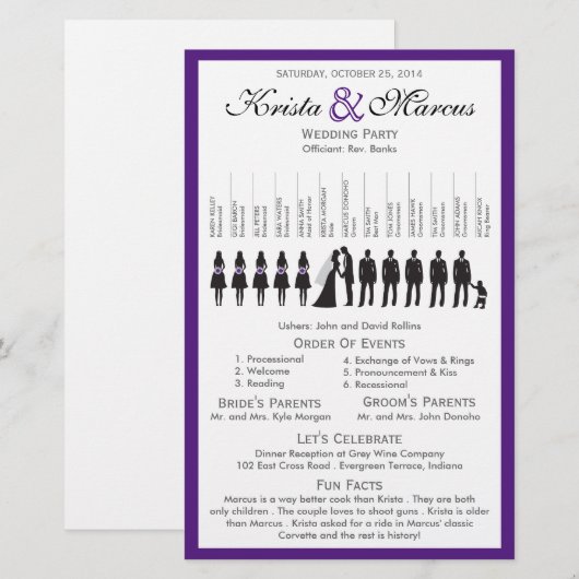 Eenvoudig 'Silhouettes Wedding Programme Flyer' (Voorkant / Achterkant)