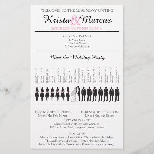 Eenvoudig 'Silhouettes Wedding Programme Flyer' (Voorkant)