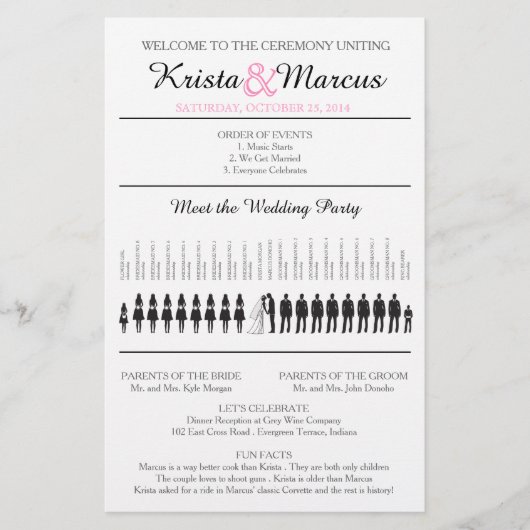 Eenvoudig 'Silhouettes Wedding Programme Flyer' (Voorkant)