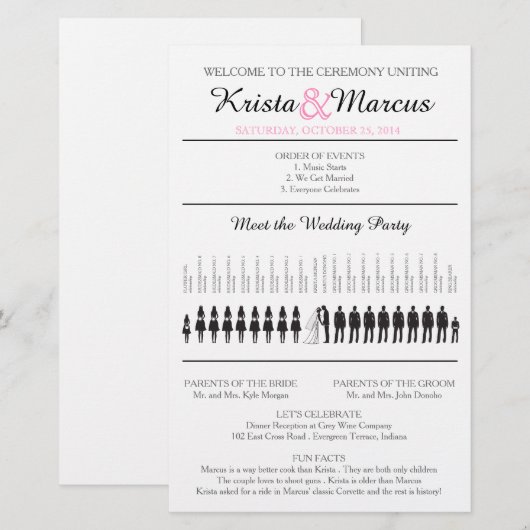 Eenvoudig 'Silhouettes Wedding Programme Flyer' (Voorkant / Achterkant)