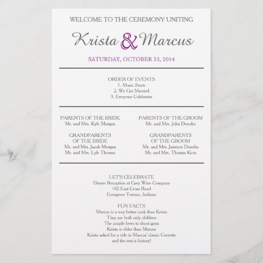 Eenvoudig 'Silhouettes Wedding Programme Flyer' (Voorkant)