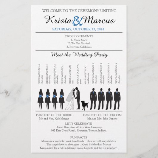 Eenvoudig 'Silhouettes Wedding Programme Flyer' (Voorkant)
