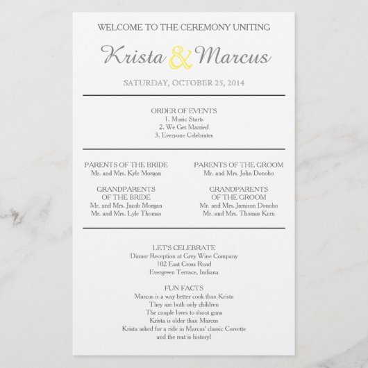 Eenvoudig 'Silhouettes Wedding Programme Flyer' (Voorkant)
