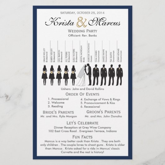 Eenvoudig 'Silhouettes Wedding Programme Flyer' (Voorkant)
