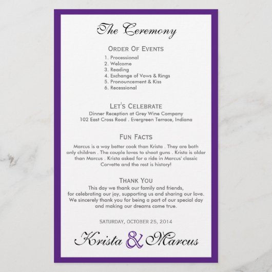 Eenvoudig 'Silhouettes Wedding Programme Flyer' (Achterkant)