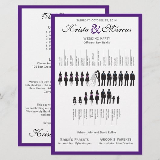 Eenvoudig 'Silhouettes Wedding Programme Flyer' (Voorkant / Achterkant)