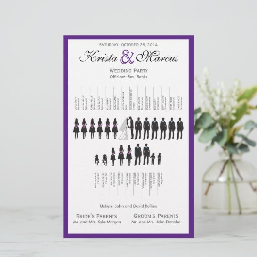 Eenvoudig 'Silhouettes Wedding Programme Flyer' (Staand voorkant)