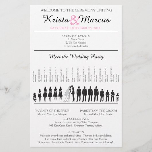 Eenvoudig 'Silhouettes Wedding Programme Flyer' (Voorkant)