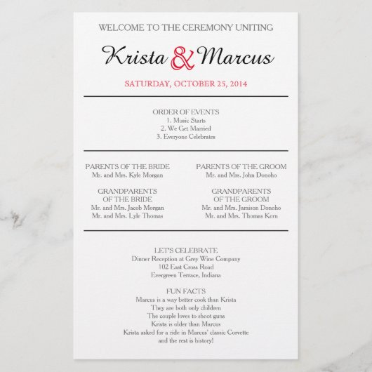 Eenvoudig 'Silhouettes Wedding Programme Flyer' (Voorkant)