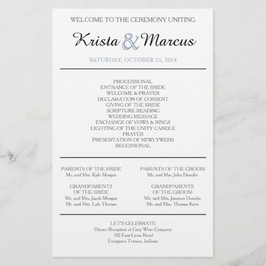 Eenvoudig 'Silhouettes Wedding Programme Flyer' (Voorkant)