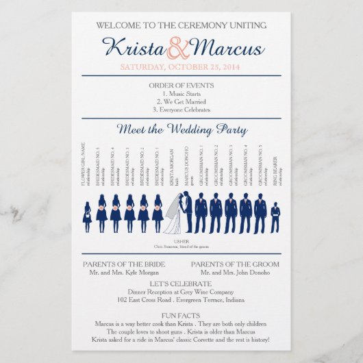 Eenvoudig 'Silhouettes Wedding Programme Flyer' (Voorkant)