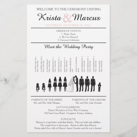 Eenvoudig 'Silhouettes Wedding Programme Flyer' (Voorkant)