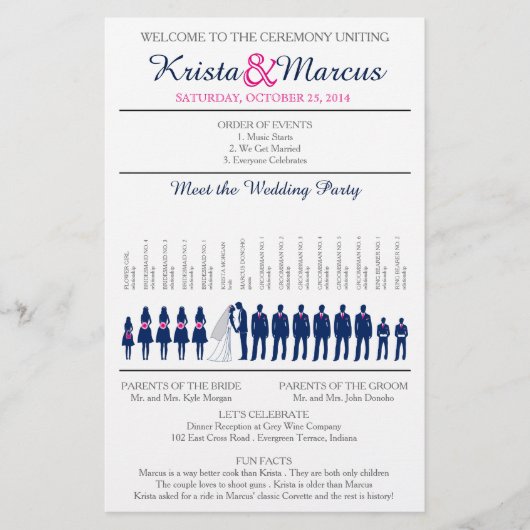 Eenvoudig 'Silhouettes Wedding Programme Flyer' (Voorkant)