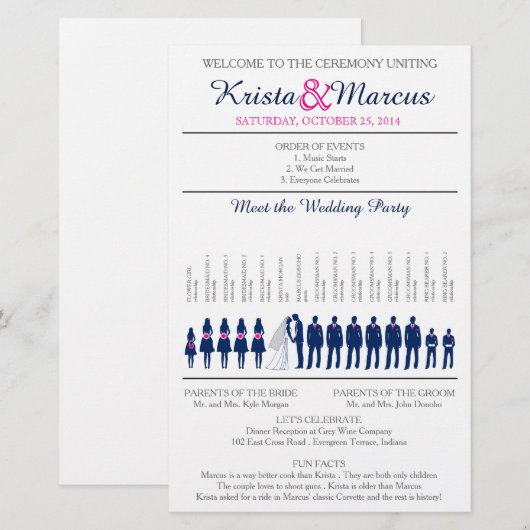 Eenvoudig 'Silhouettes Wedding Programme Flyer' (Voorkant / Achterkant)