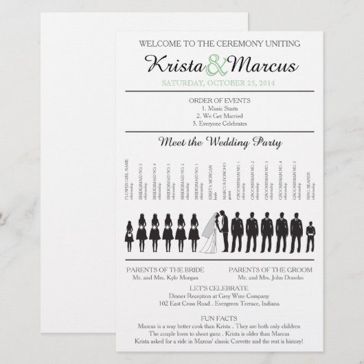 Eenvoudig 'Silhouettes Wedding Programme Flyer' (Voorkant / Achterkant)