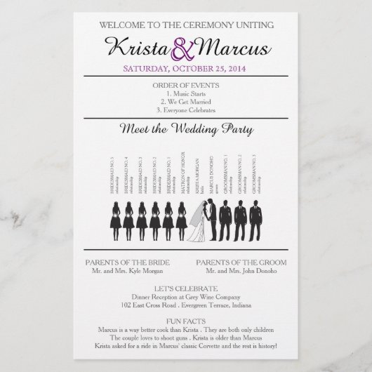 Eenvoudig 'Silhouettes Wedding Programme Flyer' (Voorkant)