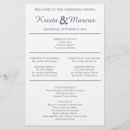 Eenvoudig 'Silhouettes Wedding Programme Flyer' (Voorkant)