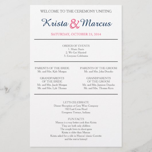 Eenvoudig 'Silhouettes Wedding Programme Flyer' (Voorkant)
