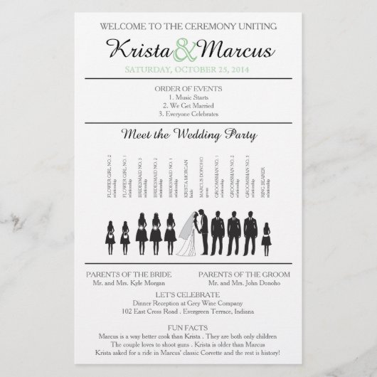 Eenvoudig 'Silhouettes Wedding Programme Flyer' (Voorkant)