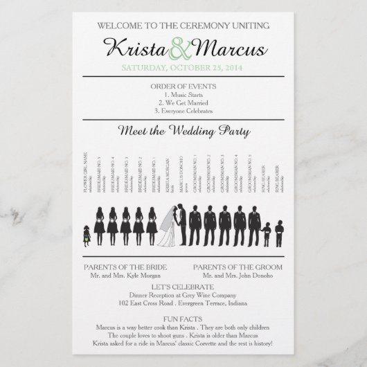 Eenvoudig 'Silhouettes Wedding Programme Flyer' (Voorkant)