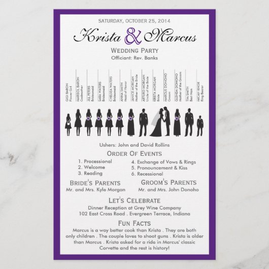 Eenvoudig 'Silhouettes Wedding Programme Flyer' (Voorkant)