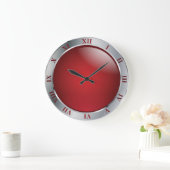 Eenvoudig Silver en Red Grote Klok (Huis)