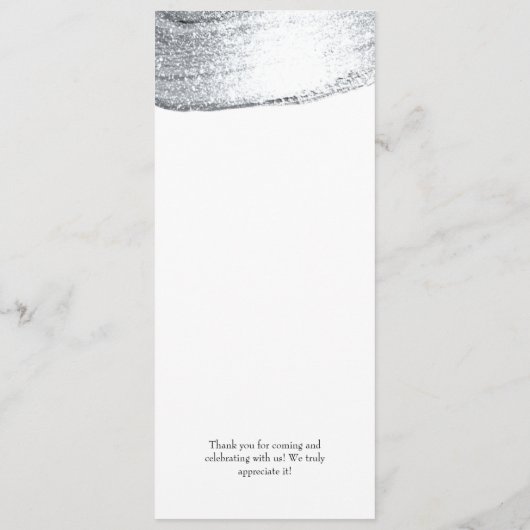 Eenvoudig Silver Glitter Add Name Date Weduwmenu Menu (Achterkant)