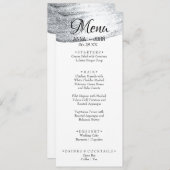 Eenvoudig Silver Glitter Add Name Date Weduwmenu Menu (Voorkant / Achterkant)