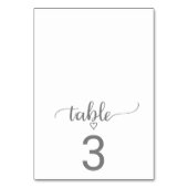 Eenvoudig Silver Grey Calligraphy Folted Table Num Kaart (Voorkant)