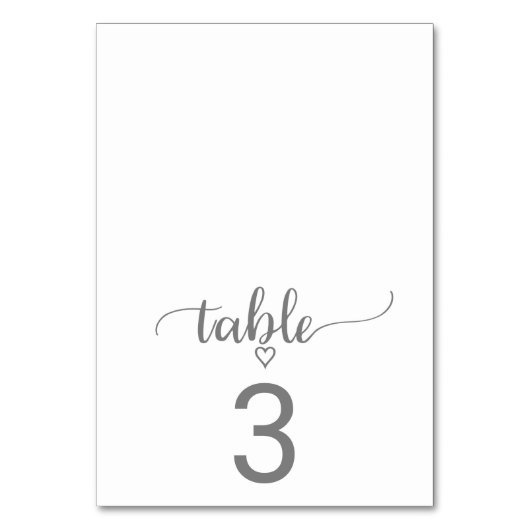 Eenvoudig Silver Grey Calligraphy Folted Table Num Kaart (Voorkant)