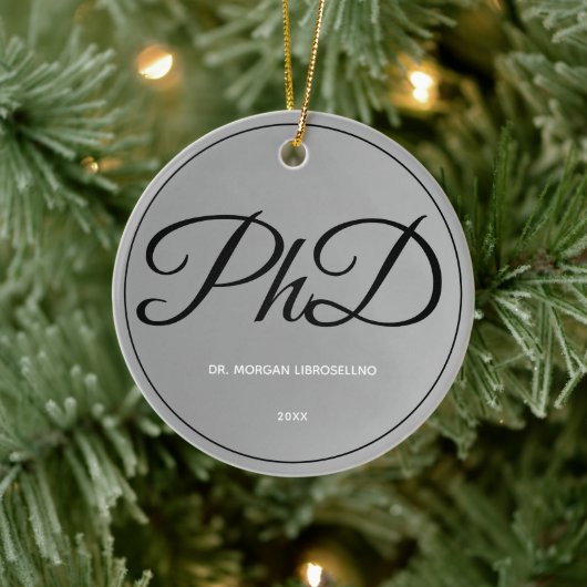 Eenvoudig Silver PhD-Afstuderen - Jaar Keramisch Ornament (Boom)
