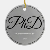 Eenvoudig Silver PhD-Afstuderen - Jaar Keramisch Ornament (Voorkant)