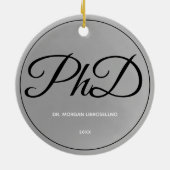 Eenvoudig Silver PhD-Afstuderen - Jaar Keramisch Ornament (Achterkant)