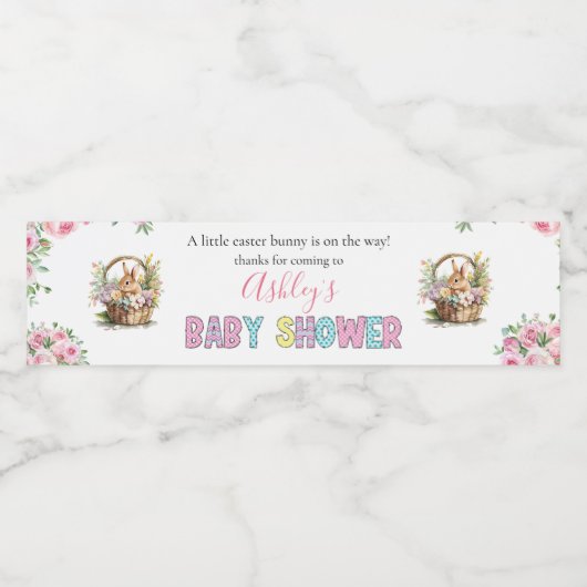 Eenvoudig simplistisch Baby shower paasbroodje Waterfles Etiket (Enkel label)