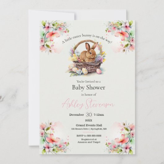 Eenvoudig simplistisch paasbunny Baby shower Invit Kaart (Voorkant)