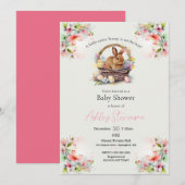 Eenvoudig simplistisch paasbunny Baby shower Invit Kaart (Voorkant / Achterkant)