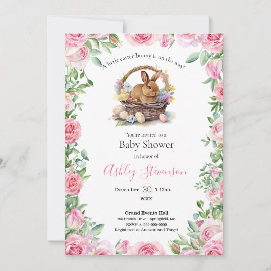 Eenvoudig simplistisch paasbunny Baby shower Invit Kaart (Voorkant)