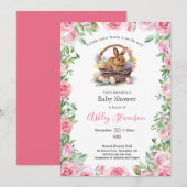 Eenvoudig simplistisch paasbunny Baby shower Invit Kaart (Voorkant / Achterkant)