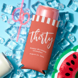 Eenvoudig Sinaasappel en wit 30e verjaardagsfeestj Seltzer Blikjeskoeler