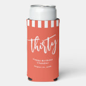 Eenvoudig Sinaasappel en wit 30e verjaardagsfeestj Seltzer Blikjeskoeler (Seltzer Voorkant)