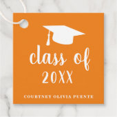 Eenvoudig Sinaasappel Mortierraad Modern Afstudere Bedankjes Labels (Voorkant)