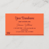 Eenvoudig Sinaasappel Rode Decor Strepen met Monog Visitekaartje (Achterkant)