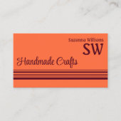 Eenvoudig Sinaasappel Rood Decor Strepen Monogram  Visitekaartje (Voorkant)
