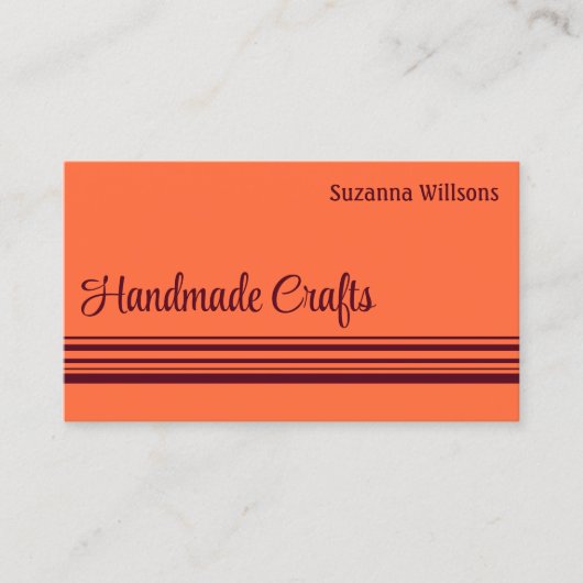 Eenvoudig Sinaasappel Rood met Decor Stripes Class Visitekaartje (Voorkant)