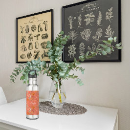 Eenvoudig sinaasappel roze wilde bloem waterverf p waterfles 