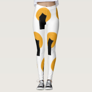 Eenvoudig sinaasappel zwart boom aquarel patroon o leggings