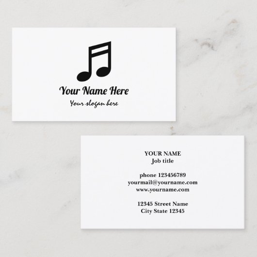 Eenvoudig sjabloon voor visitekaartje voor muziele (Voorkant / Achterkant)