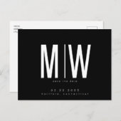 Eenvoudig & Slank LG. Monogram Zwart De datum opsl Briefkaart (Voorkant / Achterkant)