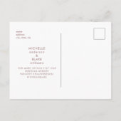 Eenvoudig & Slank Modern Stoffig Roos Bruiloft Ops Briefkaart (Achterkant)