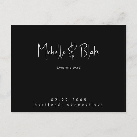 Eenvoudig & Slank Modern Zwart Bruiloft Save the D Briefkaart (Voorkant)